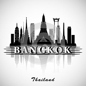 Bangkok silhouette, Thailand. City Skyline photo