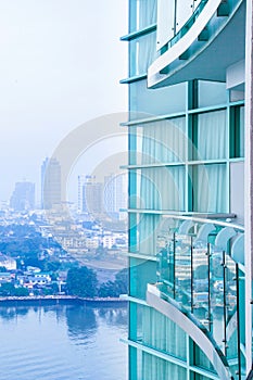 Bangkok skyline and Chao Phraya River in the morning