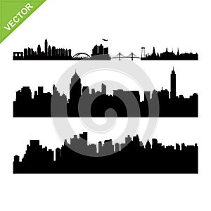 Bangkok skyline silhouettes vector