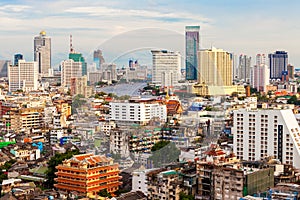 Bangkok skyline at sunset, Thailand.