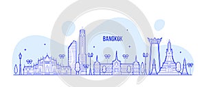 Bangkok skyline Thailand big city buildings vector