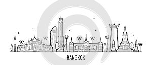 Bangkok skyline Thailand city vector linear style