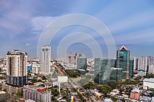 Bangkok skyscraper at sunet photo