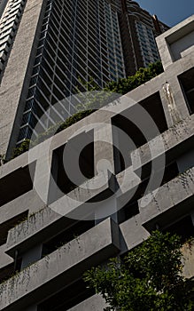 Structure pattern of Repeating structure of Exterior multi wall at parking lot building and Modern condominium building