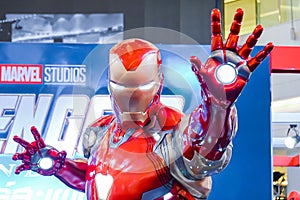 Life-sized Super hero Iron Man model show in Avengers Endgame exhibition booth