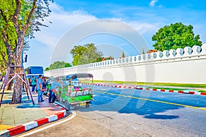 The line of tuk-tuks at Grand Palace of Bangkok,Thailand