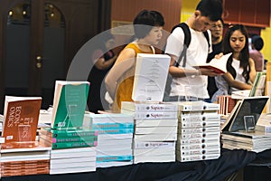 Bangkok, Thailand - April 6, 2019 : Unidentified people attend books at Bangkok International Book Fair at Queen Sirikit National