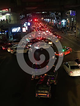 BANGKOK THAILAND August 4,2018 Traffic jam in the rush hour in a city street ,traffic jams road..