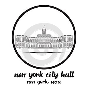 Bangkok, Thailand. 09 07 2020. circle icon line New York City Hall. vector illustration