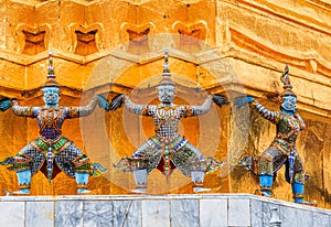 Bangkok, Thailand. Details of Wat Phra Kaew, Temple of the Emerald Buddha