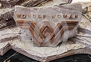 Logo in model From The Movie Wonder Woman displays at the theater