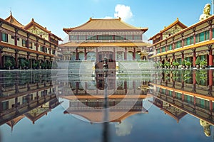 Bangkok, Thailand - February  10, 2023 : Fo Guang Shan Thaihua Taiwanese temple,new landmark and tourist attraction.