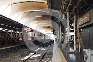 Bangkok Thailand, February 12 2020, Train is parking on platform in Bangkok train station