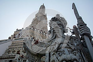 Bangkok, Thailand -  February 2, 2020, Thailand beautiful iconic decorated by ceramics and porcelains, Wat Aroon The Temple of