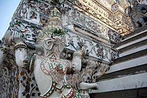 Bangkok, Thailand -  February 2, 2020, Thailand beautiful iconic decorated by ceramics and porcelains, Wat Aroon The Temple of