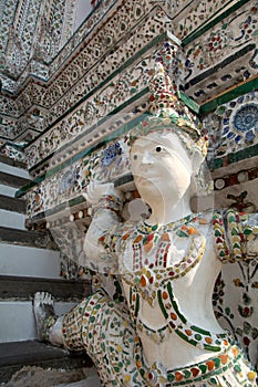 Bangkok, Thailand -  February 2, 2020, Thailand beautiful iconic decorated by ceramics and porcelains, Wat Aroon The Temple of