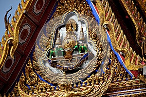 Bangkok, Thailand: Gilded Tympanum at Wat Hua Lamphong