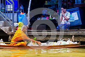 Bangkok, Thailand, June 06 2015: Damnoen Saduak floating market Bangkok is the most famous floating market in rural