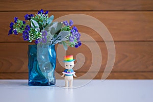 Bangkok, Thailand - Mar 9, 2019 : A closed up details of Sonny Angel or known as baby shower in birthday celebration concept. Soft