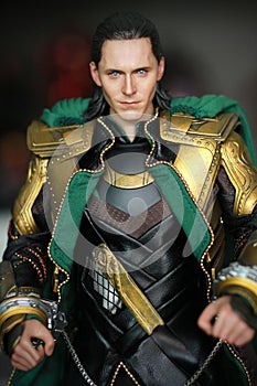 Close up shot of LOKI in AVENGERS Villian figure