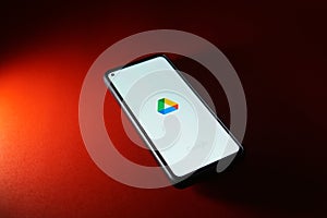 BANGKOK, THAILAND - May 24, 2022: Google drive application logo on smartphone android system