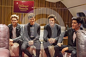 Members of the boy band One Direction wax figure