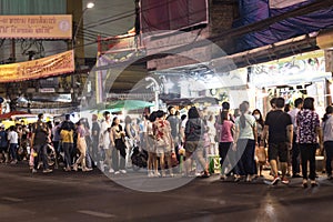 Bangkok Thailand a lot of people, walking at Street food of Bangkok Some street vendors operate in groups the