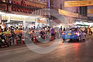 Bangkok Thailand a lot of people, walking at Street food of Bangkok Some street vendors operate in groups the