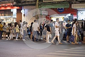 Bangkok Thailand a lot of people, walking at Street food of Bangkok Some street vendors operate in groups the