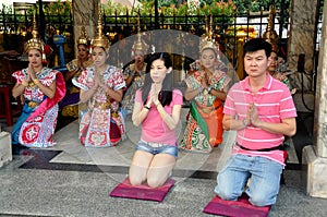 Bangkok, Thailand: People Praying at Erawan Shrine