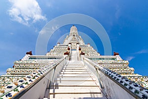 Bangkok Thailand Prang Wat Arun - Shape and composition of the pagoda built beautifully proportioned high 81.85 meters photo