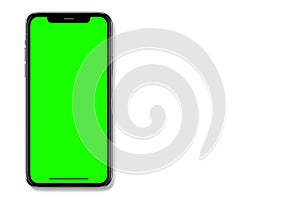 Bangkok, Thailand - Sep 15, 2020: The shape of a modern mobile smartphone Designed to have a thin edge. green screen background
