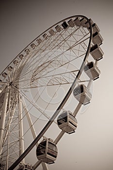 BANGKOK THAILAND -  SEPTEMBER 30  Ferris Wheel in ASIATIQUE The Riverfront at twilight time , on September30 , 2018 in Bangkok