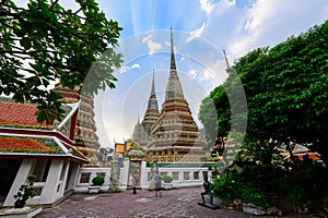 Bangkok, Thailand - September 29, 2019 : Authentic thai architecture in Wat Pho at Bangkok