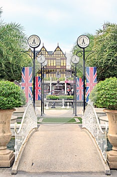 Vintage roman clock at Pickadaily Bangkok shopping mall in English or Europe style, shopp