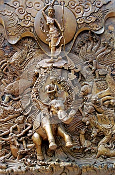 Bangkok, Thailand: Traimit Temple Doorway Carvings photo