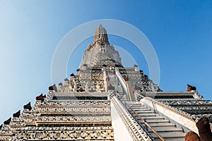 BANGKOK, THAILAND View Of Wat Arun Ratchawararam Ratchawaramahawihan With Sky, Wat Arun Temple The Most Famous Landmarks Of