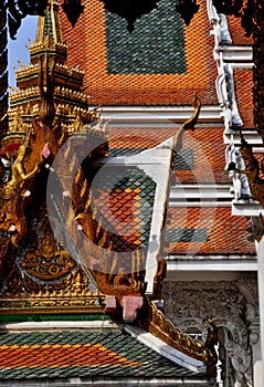 Bangkok. Thailand: Wat Hua Lamphong Roofs