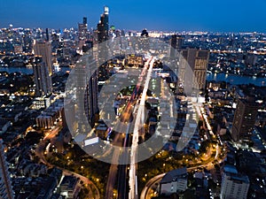 Bangkok Trident from above in downtown Bangkok, Thailand