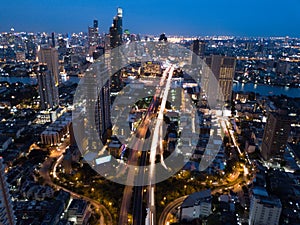 Bangkok Trident from above in downtown Bangkok, Thailand