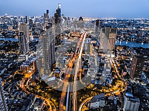 Bangkok Trident from above in downtown Bangkok, Thailand