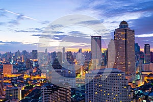 Bangkok urban skyline aerial view with beautiful modern building.