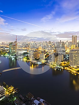 Bangkok urban skyline aerial view with beautiful modern building.