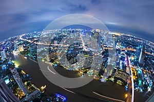 Bangkok urban skyline aerial view with beautiful modern building.