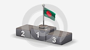 Bangladesh 3D waving flag illustration on winner podium.