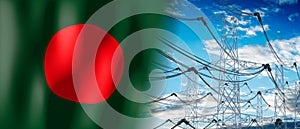 Bangladesh - country flag and electricity pylons