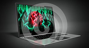 Bangladesh - country flag and hackers on laptop screen