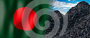 Bangladesh - country flag and pile of coal