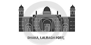 Bangladesh, Dhaka, Lalbagh Fort, travel landmark vector illustration