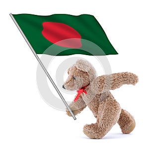Bangladesh flag being carried by a cute teddy bear